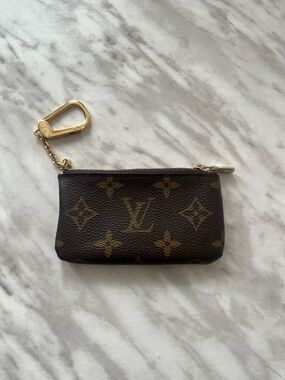 Louis Vuitton Monogram Zippy Key Pouch in Brown and Gold Hardware